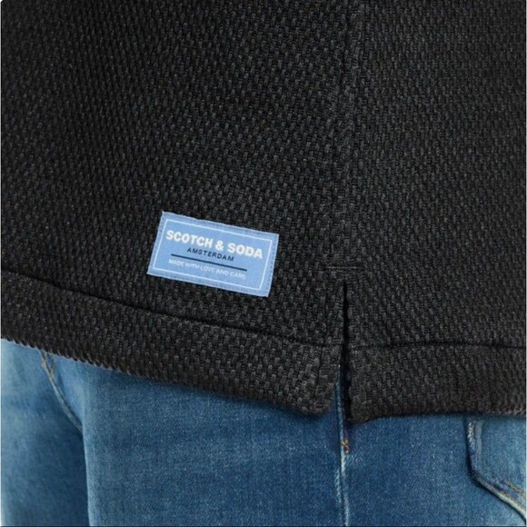 Scotch & Soda Men's Amsterdam Textured Knit Button Up Shirt Relaxed Black Size M - Picture 7 of 16